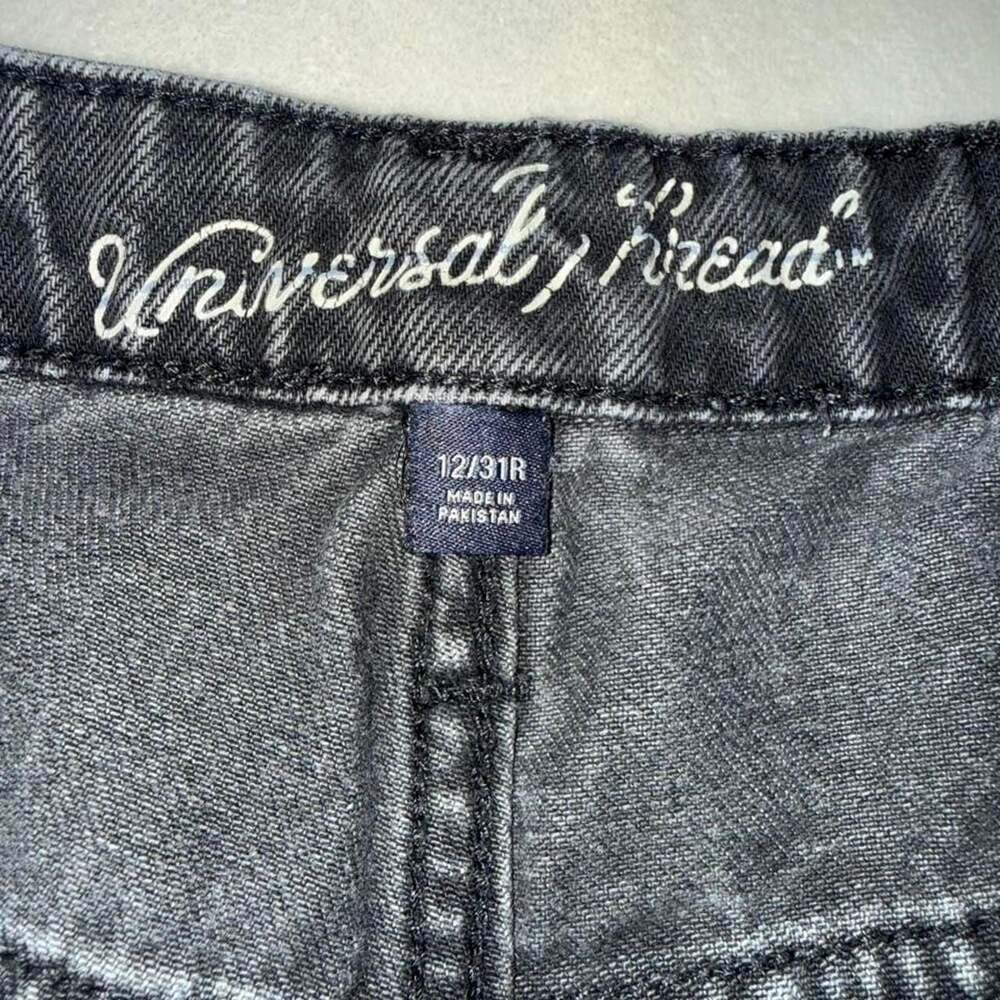 Universal Thread Black High Rise Straight Leg Jeans 12/31R Raw Hem